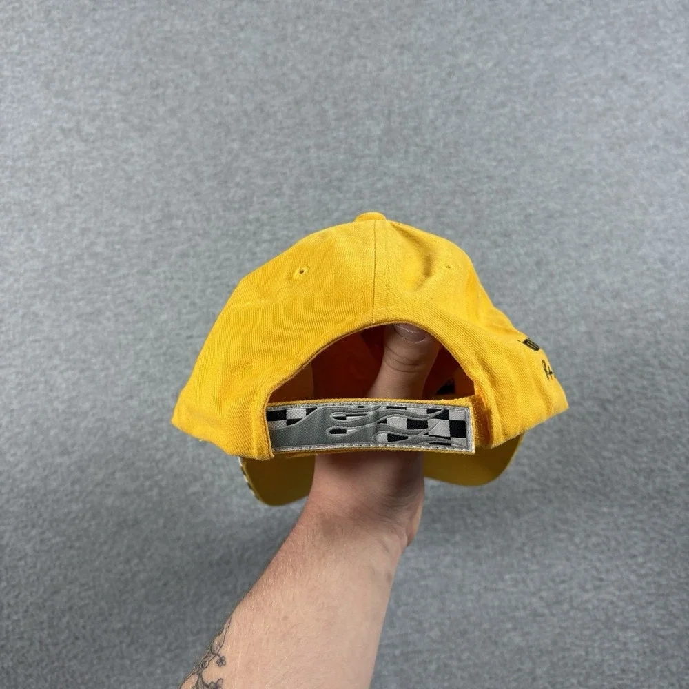 Vtg 2009 Dirt Bike Motocross Racing Hat Flame Brim Checkered Strapback Cap Y2K